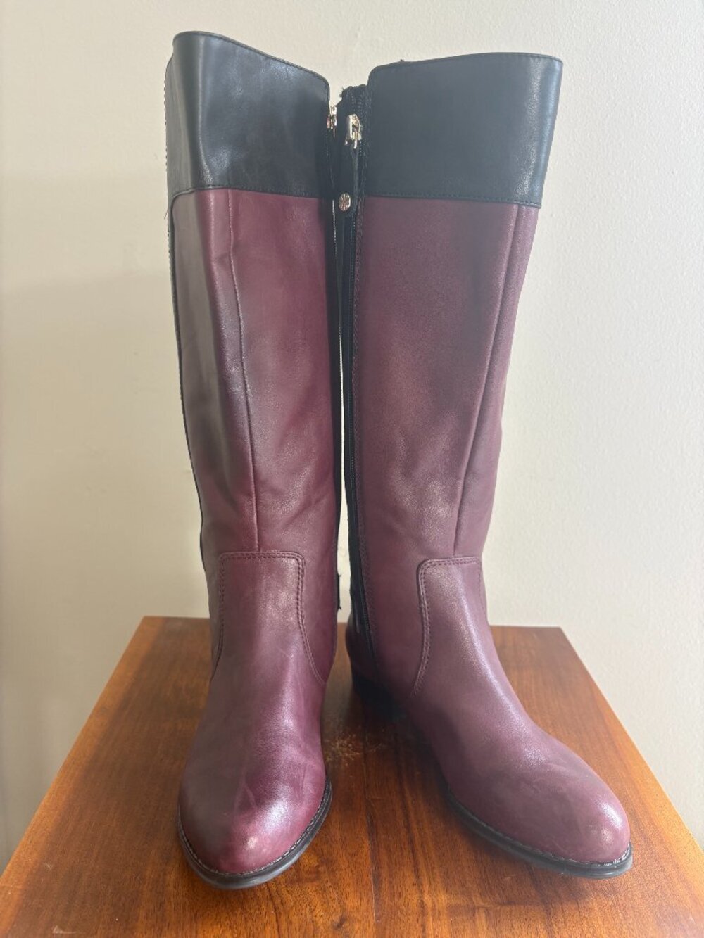 Isaac Mizrahi Live IMTOBY Black Leather Riding Boots Wide Calf Size 5M WC